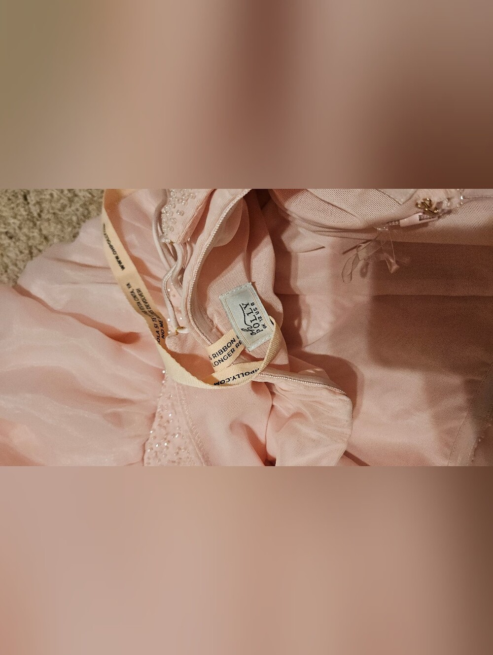 Strapless Pink Midi Dress with Textured Bodice - Picture 8 of 8